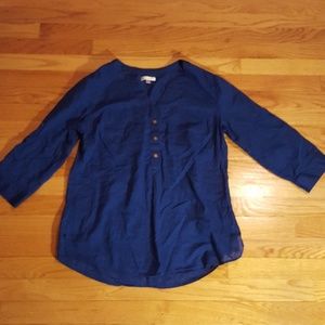 Blue button up blouse